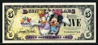 미국 2009년 $5 디즈니 달러 DIS153 디즈니스토어 Block T,데이지와 미니(Daisy&Minnie),미사용