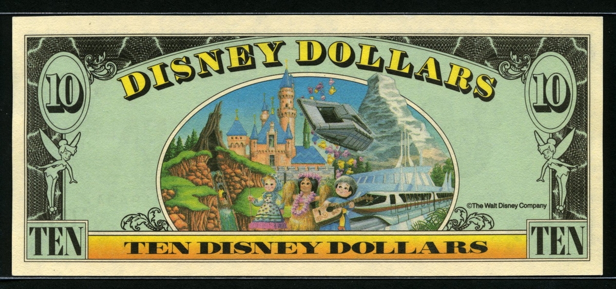 미국 1995년 $10 디즈니 달러 DIS38 디즈니랜드,Block A-A,미니(Minnie),미사용