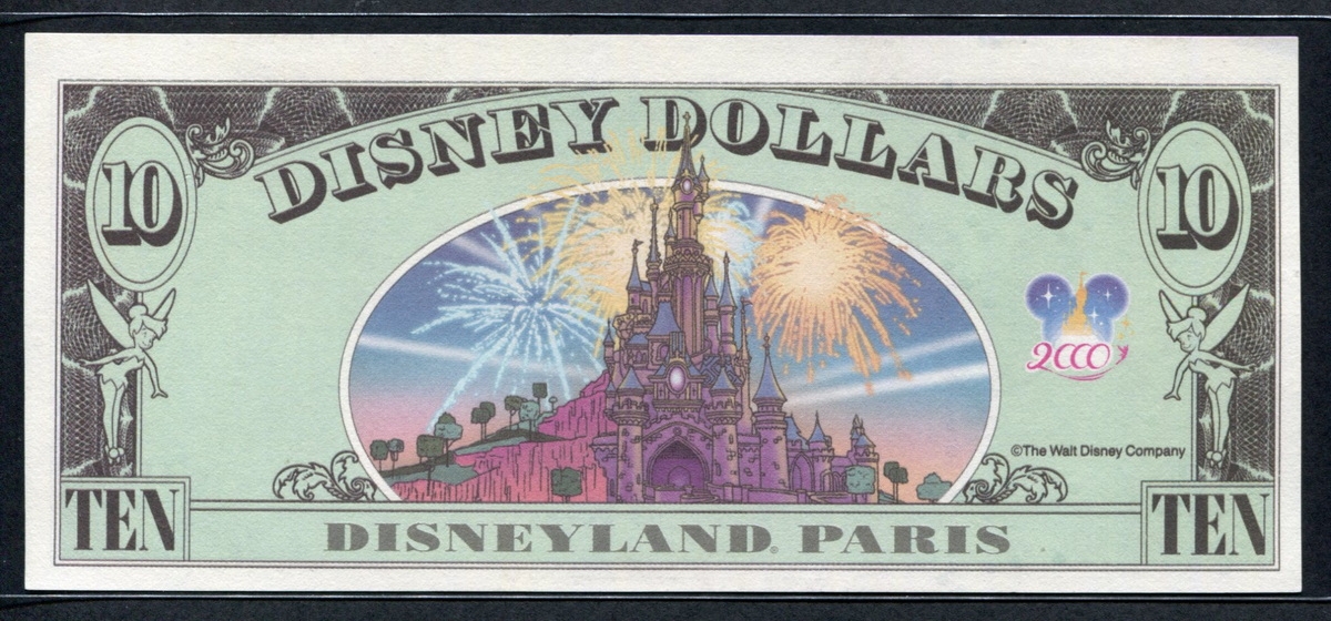 미국 2000년 $10 디즈니 달러 DIS67 디즈니랜드,Block A-A,도날드(Donald), 미사용(-)