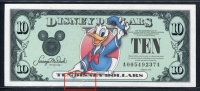 미국 2003년 $10 디즈니 달러 DIS85 디즈니랜드,Block A-A,도날드(Donald), 미사용 ( 갈라짐, 사진으로 상태를 확인해주세요
