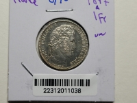 프랑스 France 1847-A Franc / 루이 필리프 1세 /KM#748.1 / 5g, / 0.9 은화 준미사용