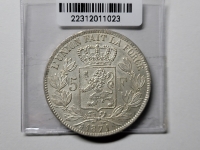 벨기에 Belgium 1871 5 Francs 레오폴 2세 / KM# 24 / 37 mm / 25g / 0.9 은화 준미~미사용