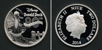 니우에 Niue 2014 $2 디즈니, 도널드 덕 80주년 기념 1온스 은화 프루프 (40mm,발행량 10,000개, 케이스, 보증서포함)