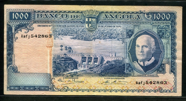 앙골라 Angola 1970 1000 Escudos,P98, 미품