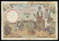 알제리 Algeria 1942 1000 Francs, P86, 보품