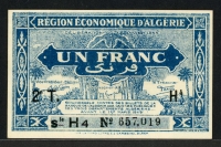 알제리 Algeria 1944 1 Franc, P101, 미사용