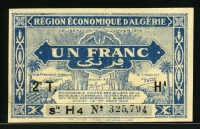 알제리 Algeria 1944 1 Franc, P101, UNC-