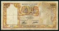 알제리 Algeria 1949-1958(1950) 1000 Francs, P107a, 보품