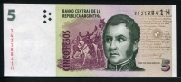 아르헨티나 Argentina 2003(2013) 5 Pesos,P353,Series H,미사용