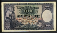 리투아니아 Lithuania 1928 100 Litu, P25, 미품