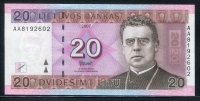 리투아니아 Lithuania 2007 20 Litu P69 AA prefix 미사용