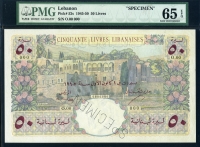레바논 Lebanon 1945-1950 50 Livres P52s Specimen PMG 65 EPQ 완전미사용