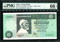 리비아 Libya 1989 10 Dinars,P56,PMG 66 EPQ 완전미사용