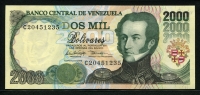 베네수엘라 Venezuela 1998 2000 Bolivares, P77b, 미사용