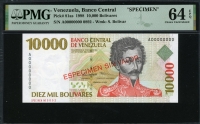 베네수엘라 Venezuela 1998 10000 Bolivares P81s Specimen PMG 64 EPQ 미사용