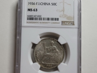 인도차이나 1936년 50 Cents NGC MS 63 미사용 (KM# 4a.2 / 13.5g / 0.90 Silver )