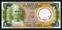 시에라리온 Sierra Leone 1980 1 Leone P10 535번 기념지폐 미사용+