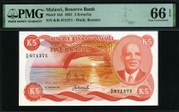 말라위 Malawi 1981 5 Kwacha P15d PMG 66 EPQ 완전미사용