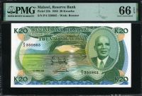 말라위 Malawi 1988 20 Kwacha P22b PMG 66 EPQ 완전미사용
