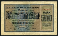 독일 German States 1922 5000 Mark S925 바이에른은행 Bayerische Notenbank 미품