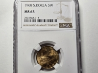 한국은행 1968년 5원 NGC MS 63 미사용 (변색)