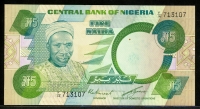 나이지리아 Nigeria 1979-1984 5 Naira,P20b,Signature 5,미사용(-) (조그만 점과 얼룩)