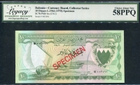 바레인 Bahrain 1964,Collector Specimen 10 Dinars,P6s,CS1,Legacy 58 PPQ 준미사용