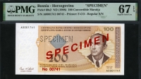 보스니아헤르체고비나 Bosnia-Herzegovina 1998 100 Convertible Maraka P69s2 Specimen PMG 67 EPQ 퍼펙트 완전미사용