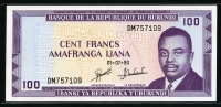 부룬디 Burundi 1990 100 Francs P29c 미사용