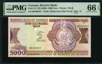 바누아투 Vanuatu 2006 5000 Vatu,P15,Sign 5, PMG 66 EPQ 완전미사용