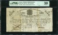 저지 Jersey 1840 British Administration 5 Pounds PA1b PMG 30 VF (pinholes) (대형지폐 216x115mm)