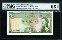 저지 Jersey 1963 1 Pound,P8b,PMG 66 EPQ 완전미사용