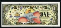 미국 2005년 $1 디즈니 달러 DIS95 디즈니월드 Block D-Dumbo,바코드,미사용