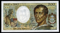 프랑스 France 1981-1986(1983) 200 Francs,P155a, 미사용-