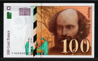 프랑스 France 1997 100 Francs,P158,미사용+