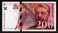 프랑스 France 1997 200 Francs,P159b,미사용+