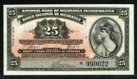 니카라과 Nicaragua 1938 25 Centavos,P88, 미사용(-) (얼룩, 귀뚱이접힘)
