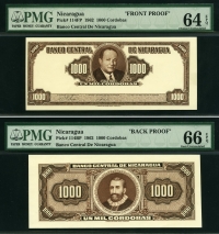 니카라과 Nicaragua 1962 1000 Cordobas P114FBp Proof PMG 64 / 66 EPQ 미사용