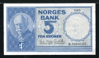노르웨이 Norway 1963 5 Kroner P30g 미품