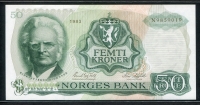 노르웨이 Norway 1983,50 Kroner,P37d, 미사용