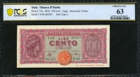 이탈리아 Italy 1944 100 Lire P75a PMG 63 미사용