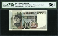이탈리아 Italy 1976-1978 10000 Lire P106a PMG 66 EPQ 완전미사용