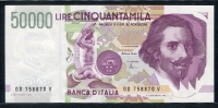 이탈리아 Italy 1992 50000 Lire,P116c, 미사용