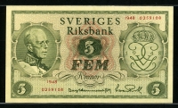 스웨덴 Sweden 1948 5 Kronor P41a 기념지폐 미사용