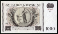 스웨덴 Sweden 1971 1000 Kronor,P46e,미품