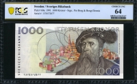 스웨덴 Sweden 1991 1000 Kronor P60a PCGS 64 미사용