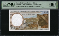 중앙아프리카 Central African States 2000 500 Francs P401Lg PMG 66 EPQ 완전미사용