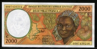중앙아프리카 Central African States 2000 2000Francs,P103Cg,미사용