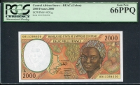 중앙아프리카 Central African States 2000 2000 Francs,P403Lg,PCGS 66 PPQ 완전미사용