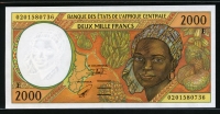 중앙아프리카 Central African States 2002 2000 Francs P203Eh 미사용